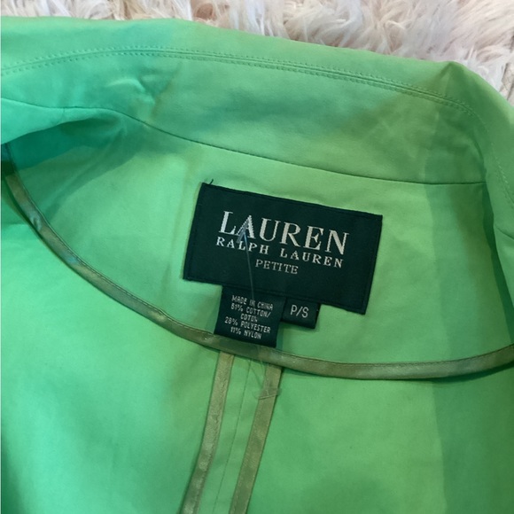 LAUREN RALPH LAUREN PARROT LIME GREEN TRENCH COAT SZ. PS - Picture 8 of 10